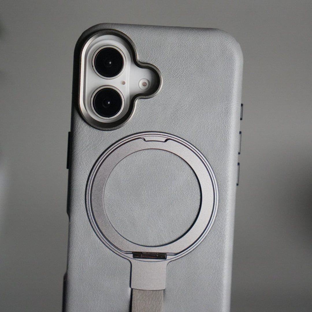 FRATO iPhone 17 Series iPhone 17 Luxury Leather MagSafe Case | Metal Ring Stand and Grip Holder Cover