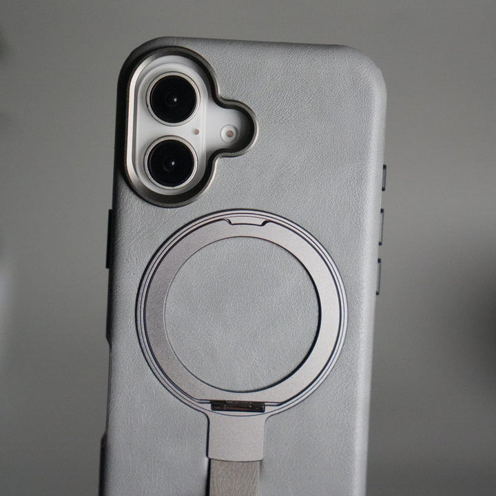 FRATO iPhone 17 Series iPhone 17 Luxury Leather MagSafe Case | Metal Ring Stand and Grip Holder Cover