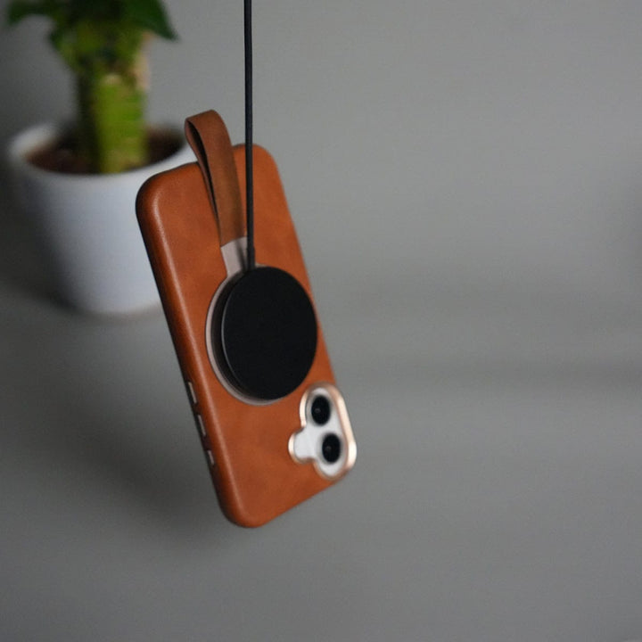 FRATO iPhone 17 Series iPhone 17 Luxury Leather MagSafe Case | Metal Ring Stand and Grip Holder Cover