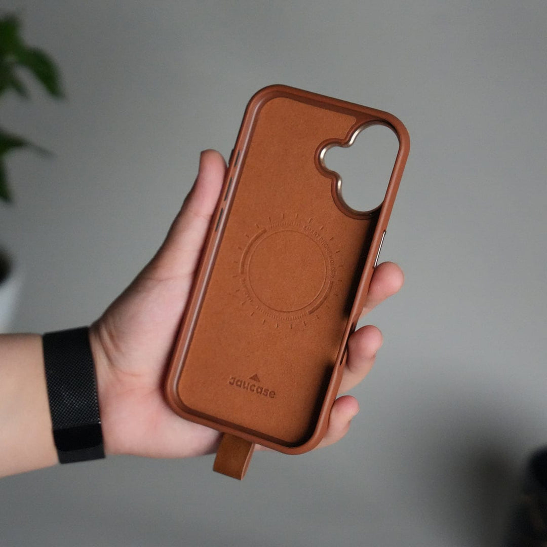 FRATO iPhone 17 Series iPhone 17 Luxury Leather MagSafe Case | Metal Ring Stand and Grip Holder Cover