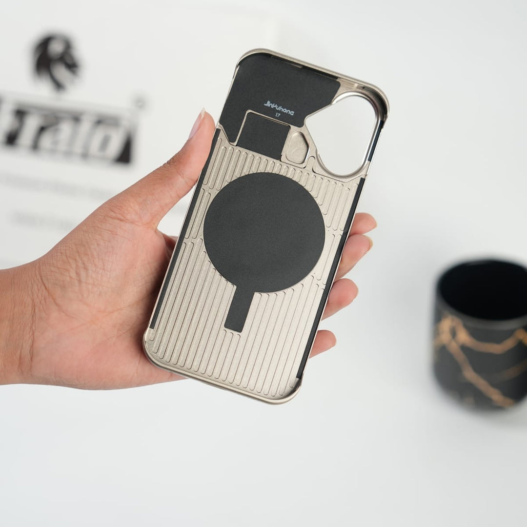 FRATO iPhone 17 Series iPhone 17 Premium Metallic AeroFLex Aluminium Stitch Leather MagSafe Case