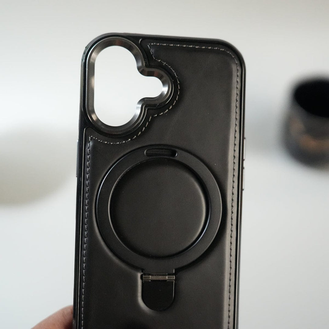 FRATO iPhone 17 Series iPhone 17 Premium PU Leather Case with Metal Kickstand | Metal Camera Bump | Luxury Shockproof Back Cover