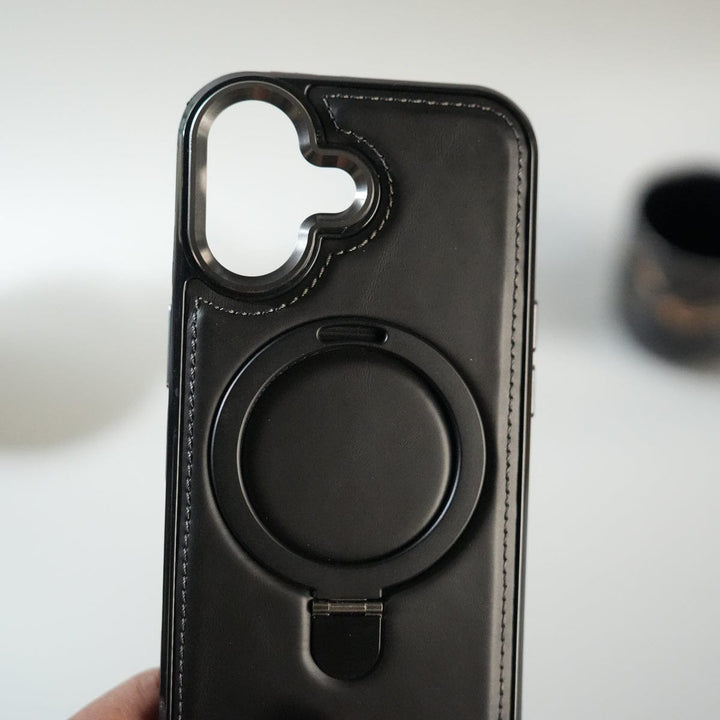 FRATO iPhone 17 Series iPhone 17 Premium PU Leather Case with Metal Kickstand | Metal Camera Bump | Luxury Shockproof Back Cover