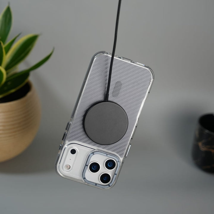 FRATO iPhone 17 Series iPhone 17 Pro / Gray iPhone 17 Series Carbon Texture Transparent Metal Camera Ring MagSafe Cover
