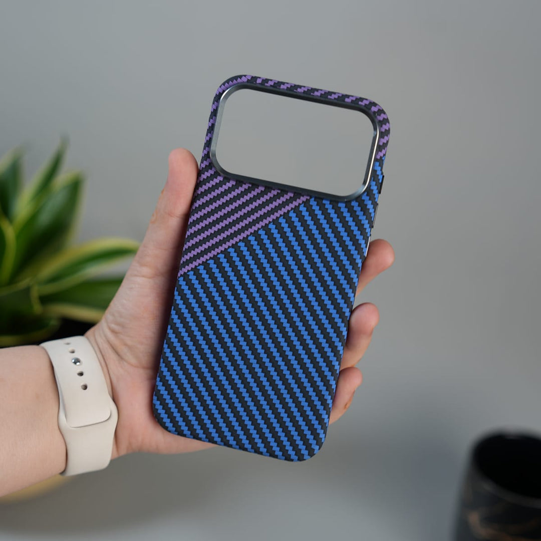 FRATO iPhone 17 Series iPhone 17 Pro iPhone 17 Series Carbon Fiber Texture Design Hard Pc MagSafe Case Cover BluePurple Design