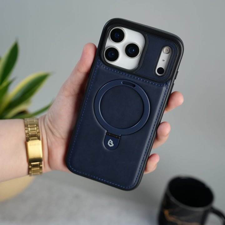 FRATO iPhone 17 Series iPhone 17 Pro Max / Blue iPhone 17 Series Premium Leather MagSafe Case with Kickstand &amp; Camera Protection | Luxury Slim Cover