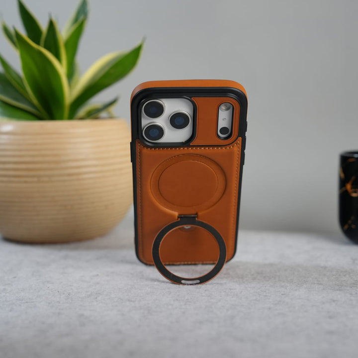 FRATO iPhone 17 Series iPhone 17 Pro Max / Brown iPhone 17 Series Premium Leather MagSafe Case with Kickstand &amp; Camera Protection | Luxury Slim Cover