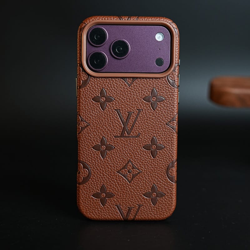 FRATO iPhone 17 Series iPhone 17 Pro Max / Brown Premium Monogram Pattern Leather-Texture Case for iPhone 17 Series | Protective Back Cover