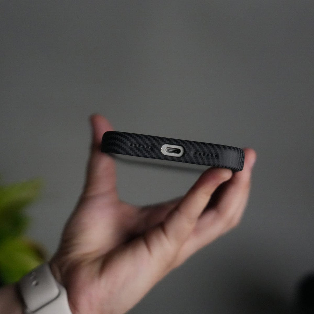 FRATO iPhone 17 Series iPhone 17 Pro Max Carbon Fiber Texture Case with Metal Camera Frame &amp; Rotating Ring Stand