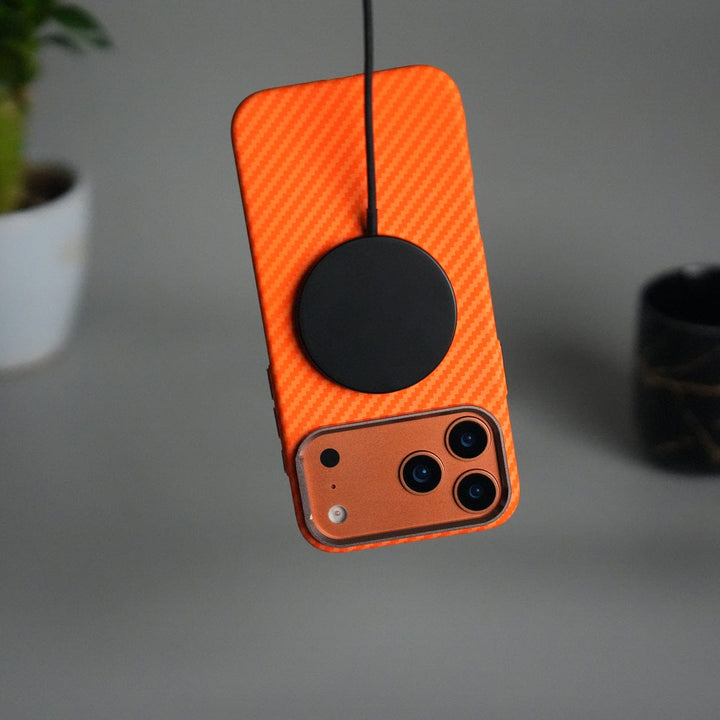 FRATO iPhone 17 Series iPhone 17 Pro Max Carbon Fiber Texture Design Hard Pc MagSafe Case Cover OrangeCarbon