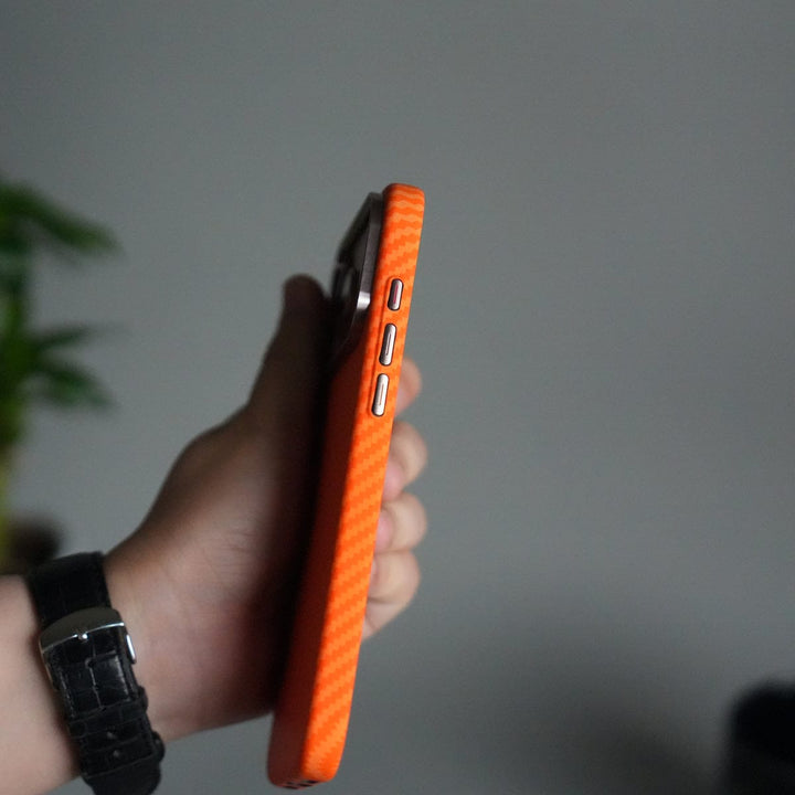 FRATO iPhone 17 Series iPhone 17 Pro Max Carbon Fiber Texture Design Hard Pc MagSafe Case Cover OrangeCarbon