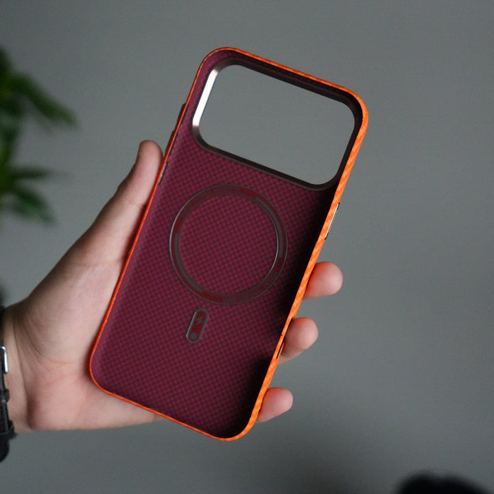 FRATO iPhone 17 Series iPhone 17 Pro Max Carbon Fiber Texture Design Hard Pc MagSafe Case Cover OrangeCarbon