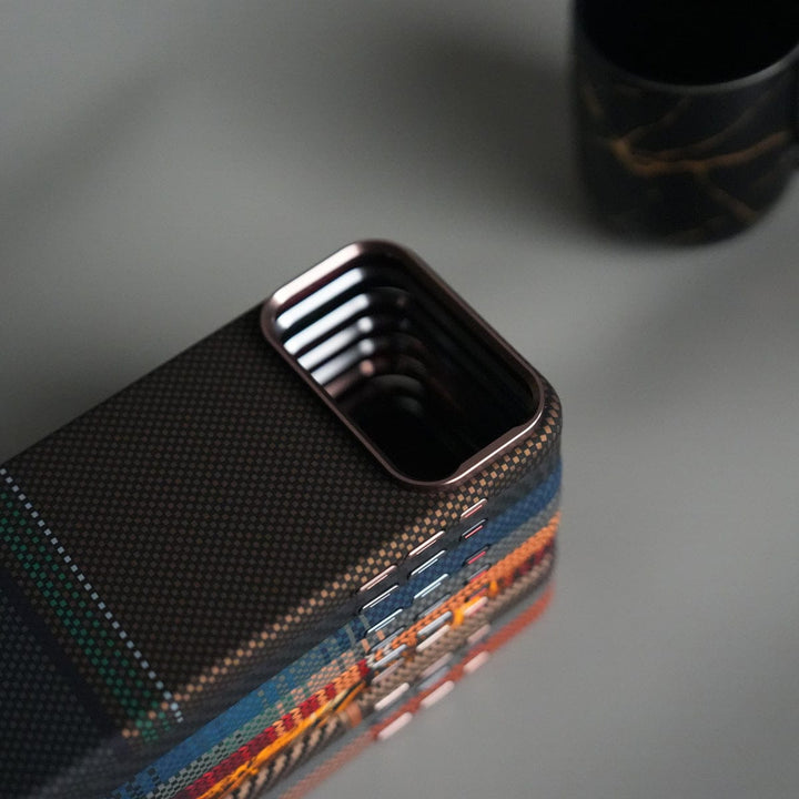 FRATO iPhone 17 Series iPhone 17 Pro Max Carbon Fiber Texture Design Hard Pc MagSafe Case Cover OrangeMix