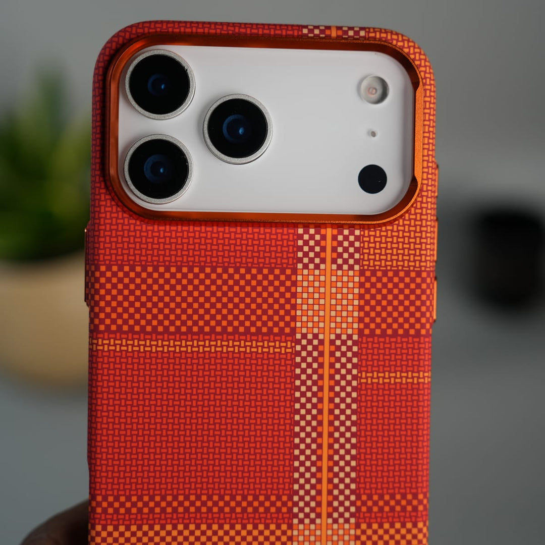 FRATO iPhone 17 Series iPhone 17 Pro Max Carbon Fiber Texture Design Hard Pc MagSafe Case Cover OrangeMix