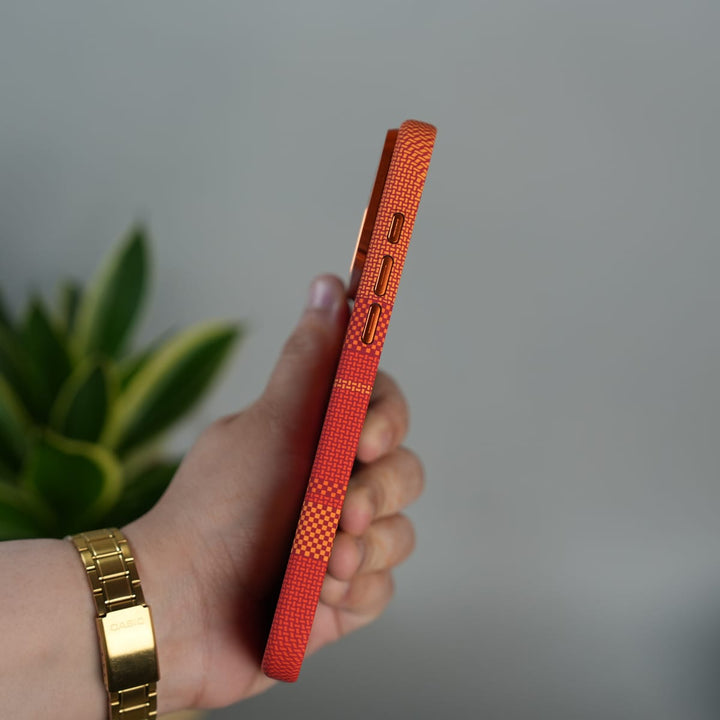 FRATO iPhone 17 Series iPhone 17 Pro Max Carbon Fiber Texture Design Hard Pc MagSafe Case Cover OrangeMix
