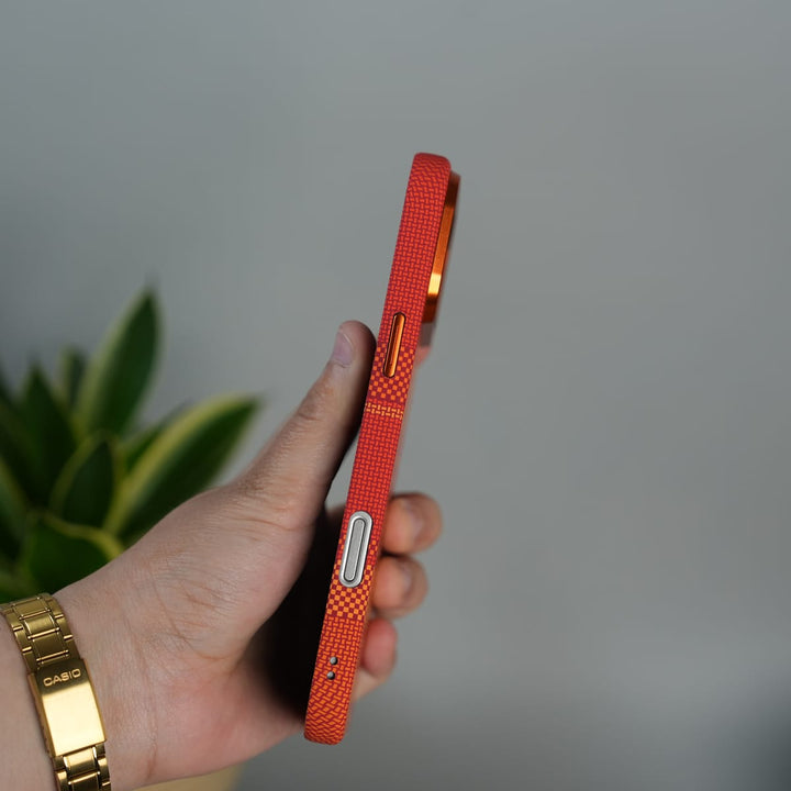 FRATO iPhone 17 Series iPhone 17 Pro Max Carbon Fiber Texture Design Hard Pc MagSafe Case Cover OrangeMix