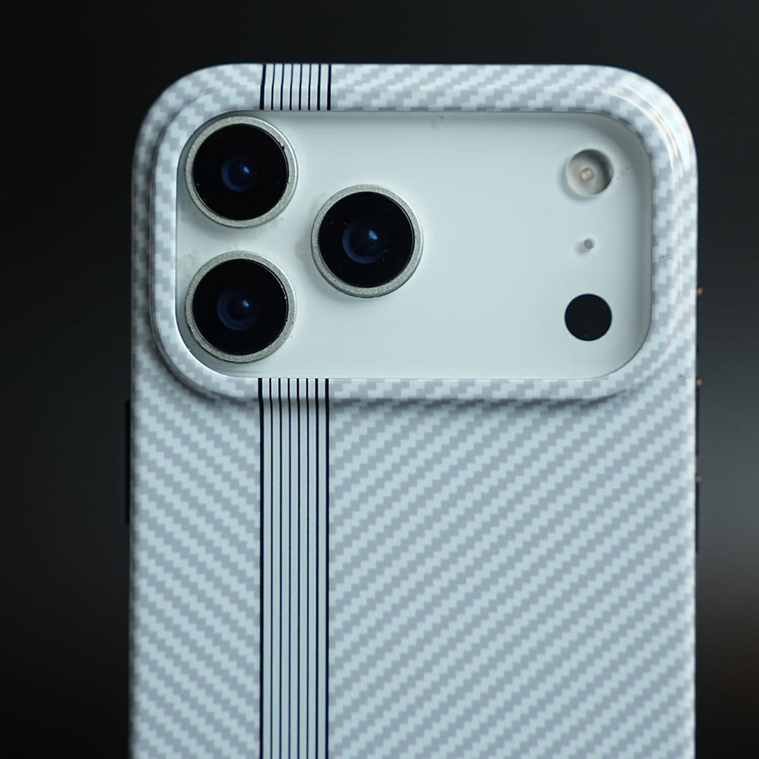 FRATO iPhone 17 Series iPhone 17 Pro Max Carbon Fiber Texture Racing Stripe Case for iPhone 17 Series | Motorsport Style Cover
