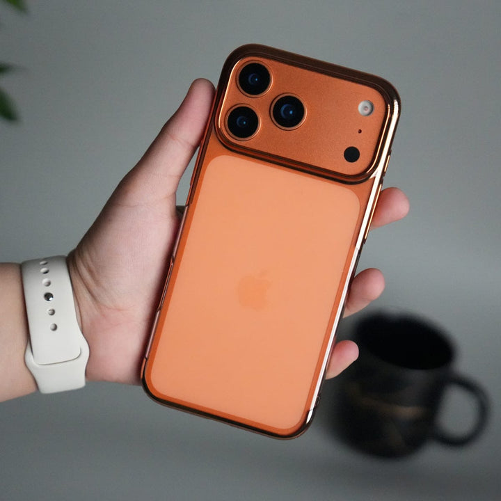 FRATO iPhone 17 Series iPhone 17 Pro Max Clear Transparent Case | Slim Back Cover with Electroplated Edges | Desert Gold