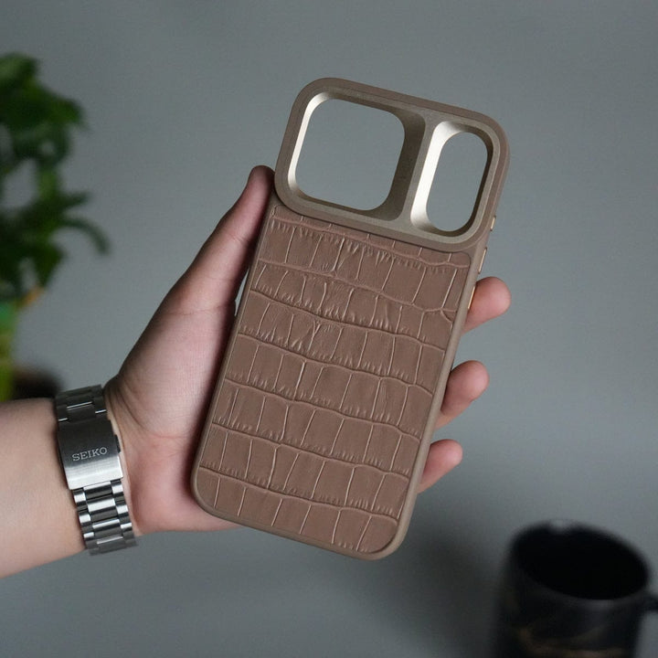 FRATO iPhone 17 Series iPhone 17 Pro Max Crocodile Leather Pattern Case | Premium Luxury Back Cover with Metal Camera Frame