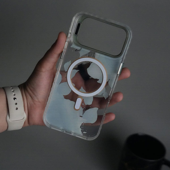 FRATO iPhone 17 Series iPhone 17 Pro Max FloraCrystal Clear Floral Design Case with Color Metal Camera Stand Frame