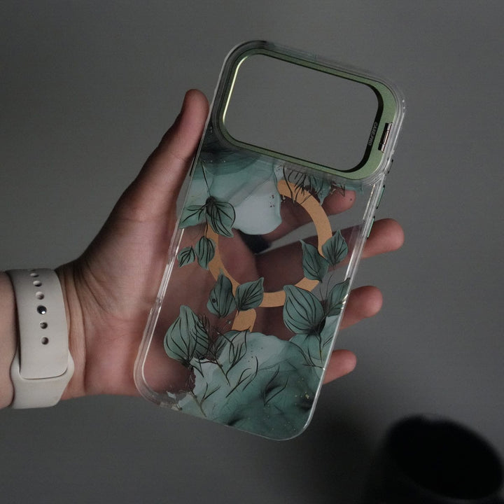 FRATO iPhone 17 Series iPhone 17 Pro Max FloraCrystal Clear Floral Design Case with Color Metal Camera Stand Frame