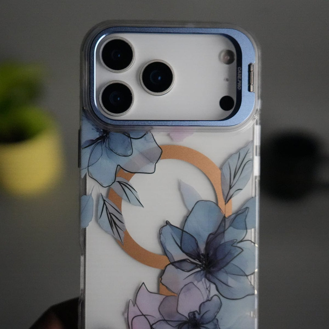 FRATO iPhone 17 Series iPhone 17 Pro Max FloraCrystal Clear Floral Design Case with Color Metal Camera Stand Frame