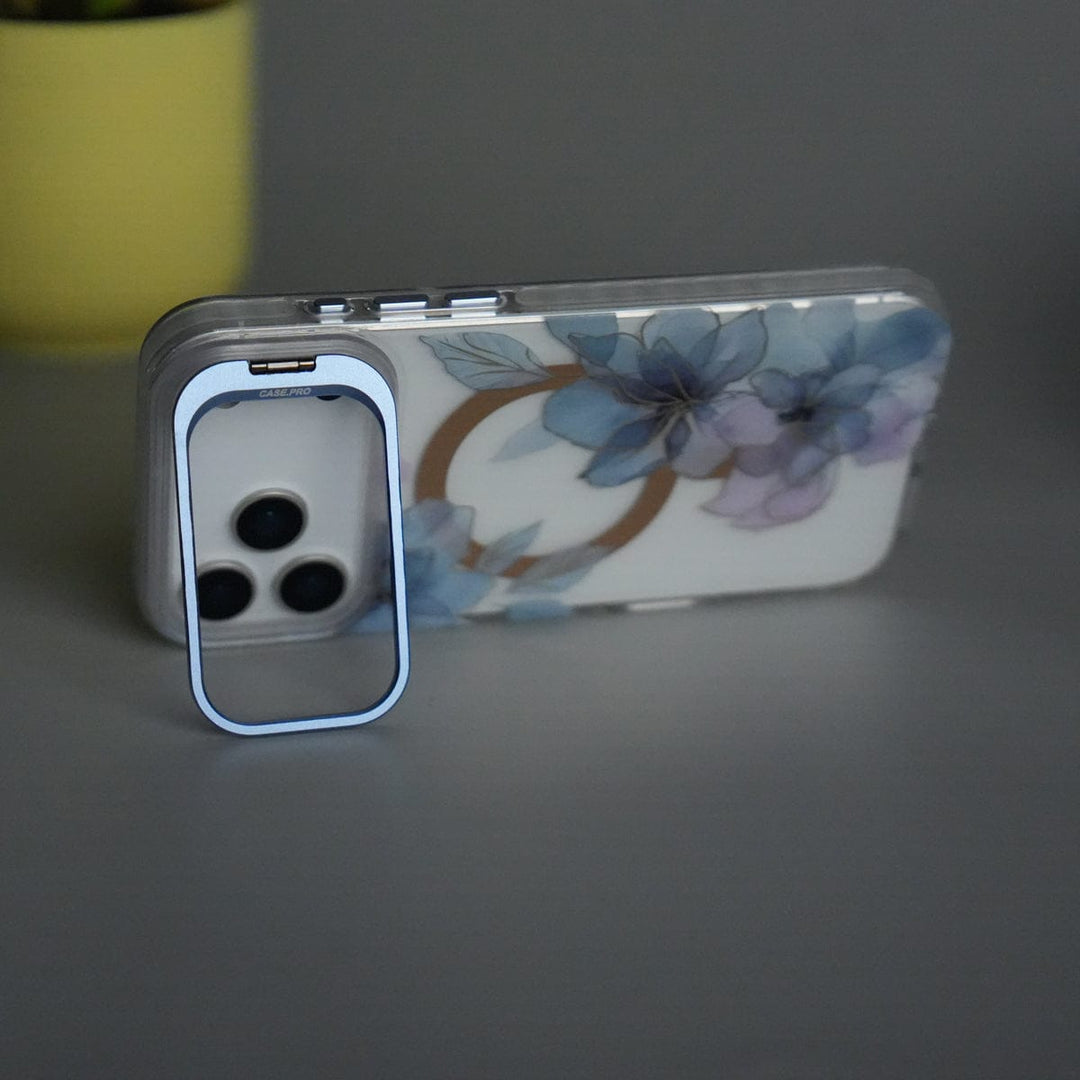 FRATO iPhone 17 Series iPhone 17 Pro Max FloraCrystal Clear Floral Design Case with Color Metal Camera Stand Frame