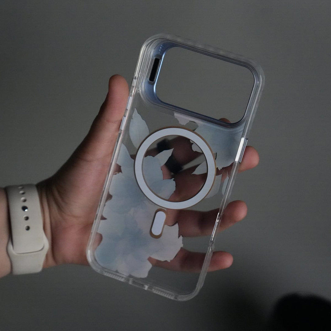 FRATO iPhone 17 Series iPhone 17 Pro Max FloraCrystal Clear Floral Design Case with Color Metal Camera Stand Frame