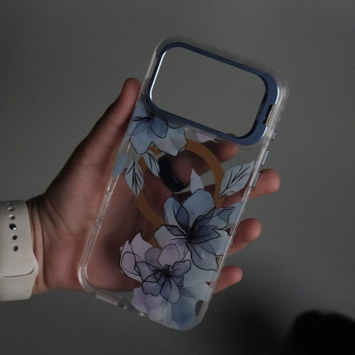 FRATO iPhone 17 Series iPhone 17 Pro Max FloraCrystal Clear Floral Design Case with Color Metal Camera Stand Frame