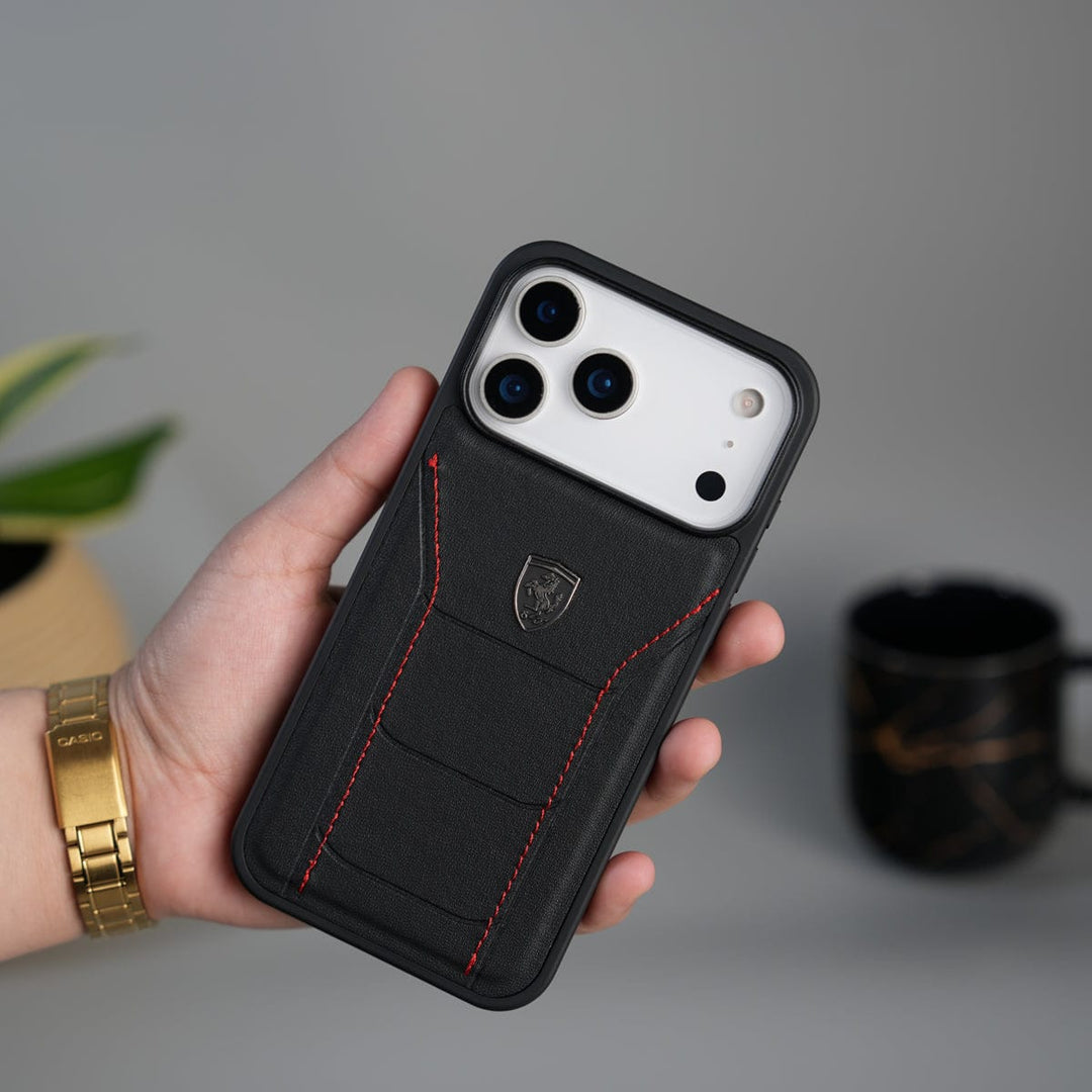 FRATO iPhone 17 Series iPhone 17 Pro Max FR Stitched PU Leather Case Cover (Black)