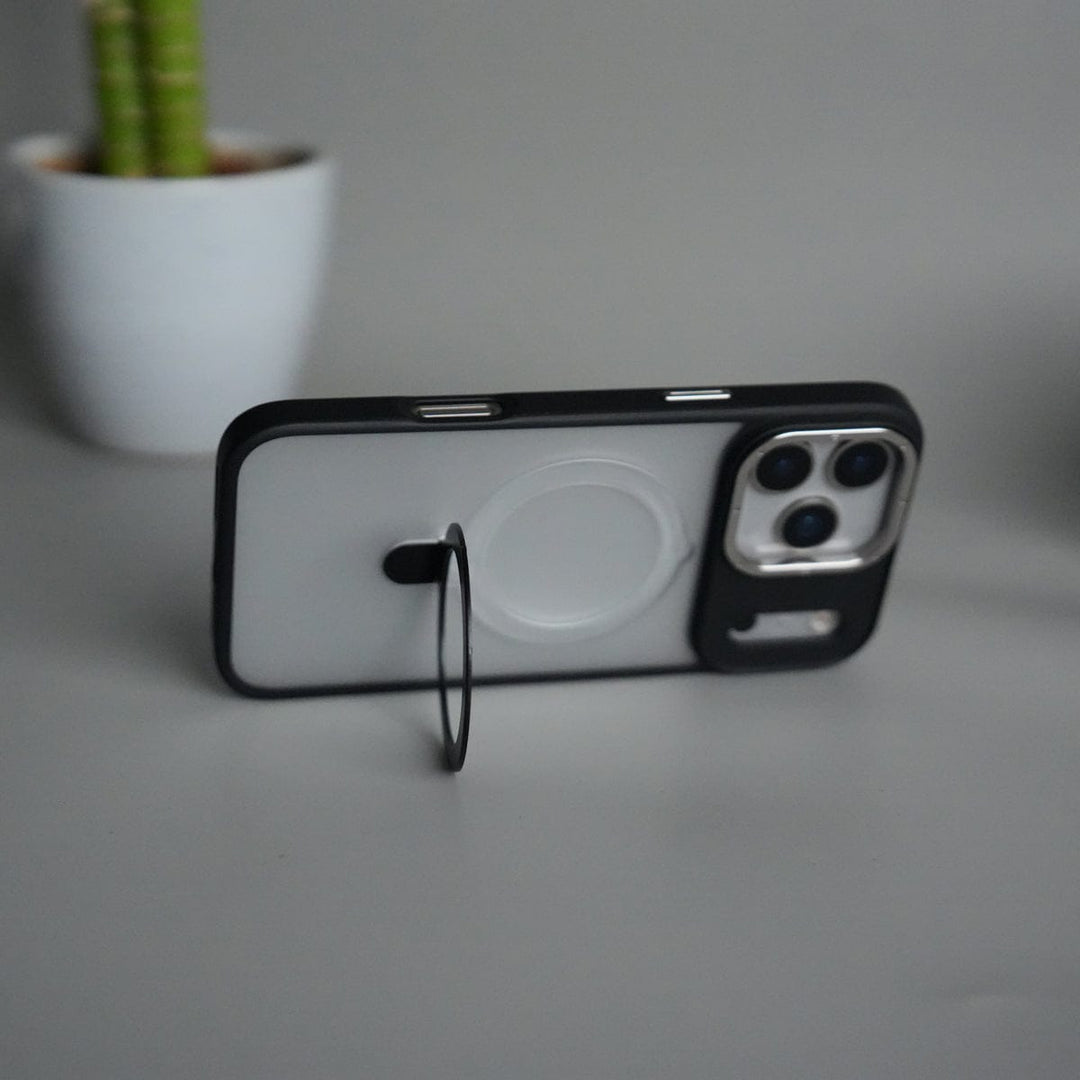 FRATO iPhone 17 Series iPhone 17 Pro Max Frosted Case with Metal Camera Bump &amp; Metal Kickstand | Shockproof Matte Hybrid Cover