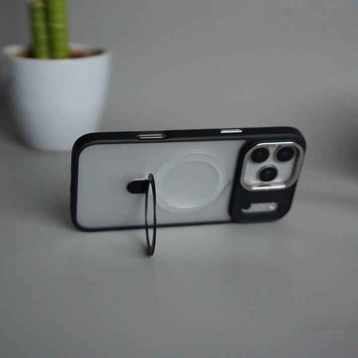 FRATO iPhone 17 Series iPhone 17 Pro Max Frosted Case with Metal Camera Bump &amp; Metal Kickstand | Shockproof Matte Hybrid Cover