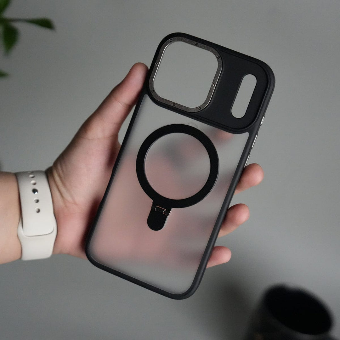FRATO iPhone 17 Series iPhone 17 Pro Max Frosted Case with Metal Camera Bump &amp; Metal Kickstand | Shockproof Matte Hybrid Cover
