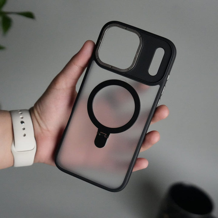 FRATO iPhone 17 Series iPhone 17 Pro Max Frosted Case with Metal Camera Bump &amp; Metal Kickstand | Shockproof Matte Hybrid Cover