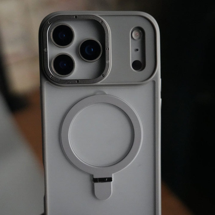 FRATO iPhone 17 Series iPhone 17 Pro Max Frosted Case with Metal Camera Bump &amp; Metal Kickstand | Shockproof Matte Hybrid Cover