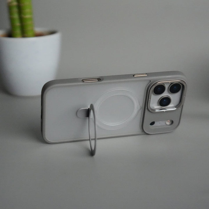 FRATO iPhone 17 Series iPhone 17 Pro Max Frosted Case with Metal Camera Bump &amp; Metal Kickstand | Shockproof Matte Hybrid Cover