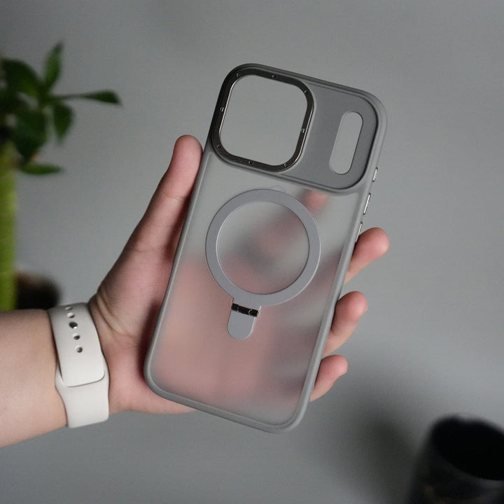 FRATO iPhone 17 Series iPhone 17 Pro Max Frosted Case with Metal Camera Bump &amp; Metal Kickstand | Shockproof Matte Hybrid Cover