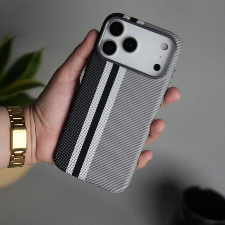 FRATO iPhone 17 Series iPhone 17 Pro Max iPhone 17 Series Carbon Fiber Texture Aramid Design Hard Pc MagSafe Cover | Stripe Design