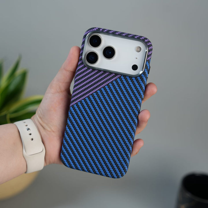 FRATO iPhone 17 Series iPhone 17 Pro Max iPhone 17 Series Carbon Fiber Texture Design Hard Pc MagSafe Case Cover BluePurple Design