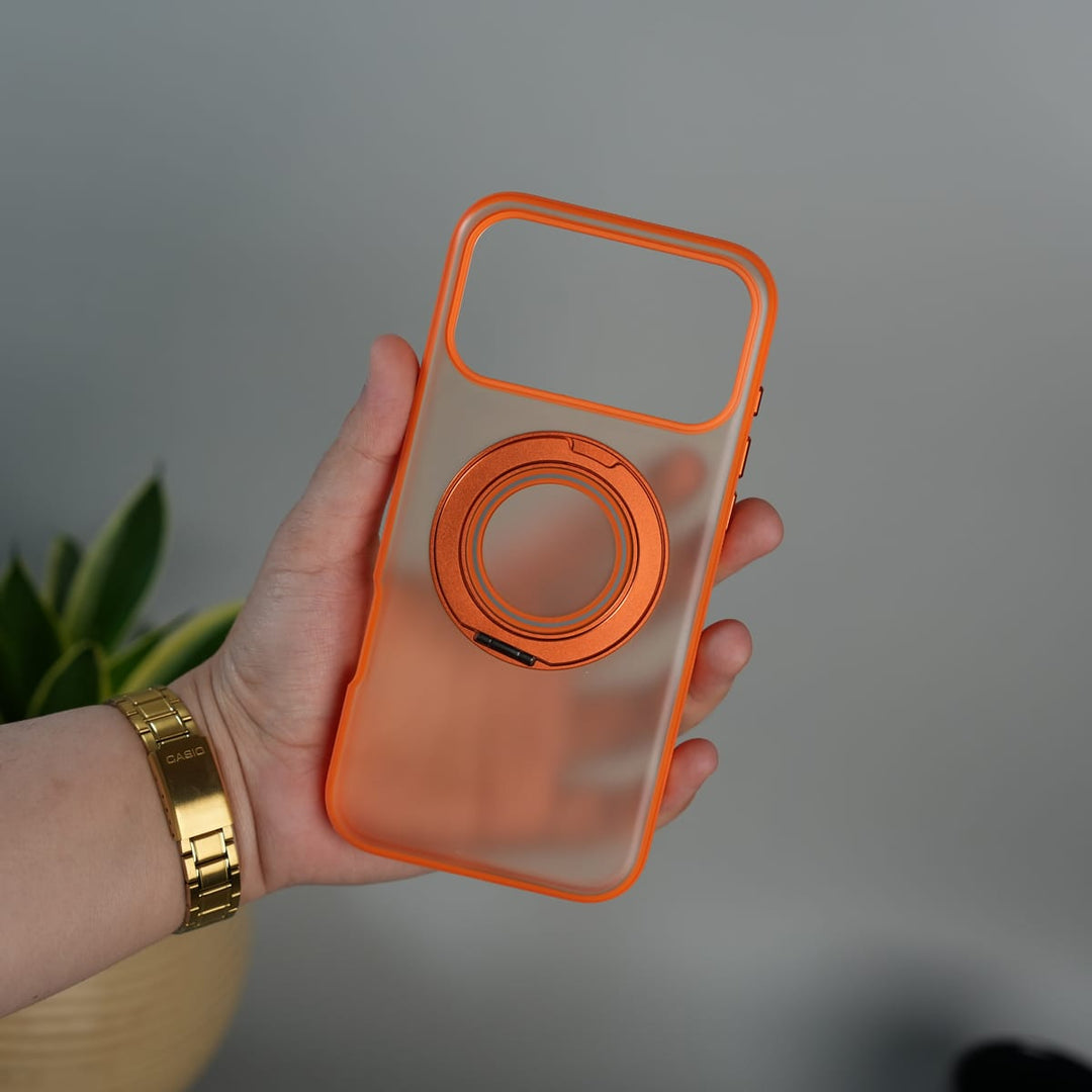 FRATO iPhone 17 Series iPhone 17 Pro Max iPhone 17 Series Magnetic Ring Stand Case | Frosted Shockproof Back Cover with Metal Kickstand | Orange