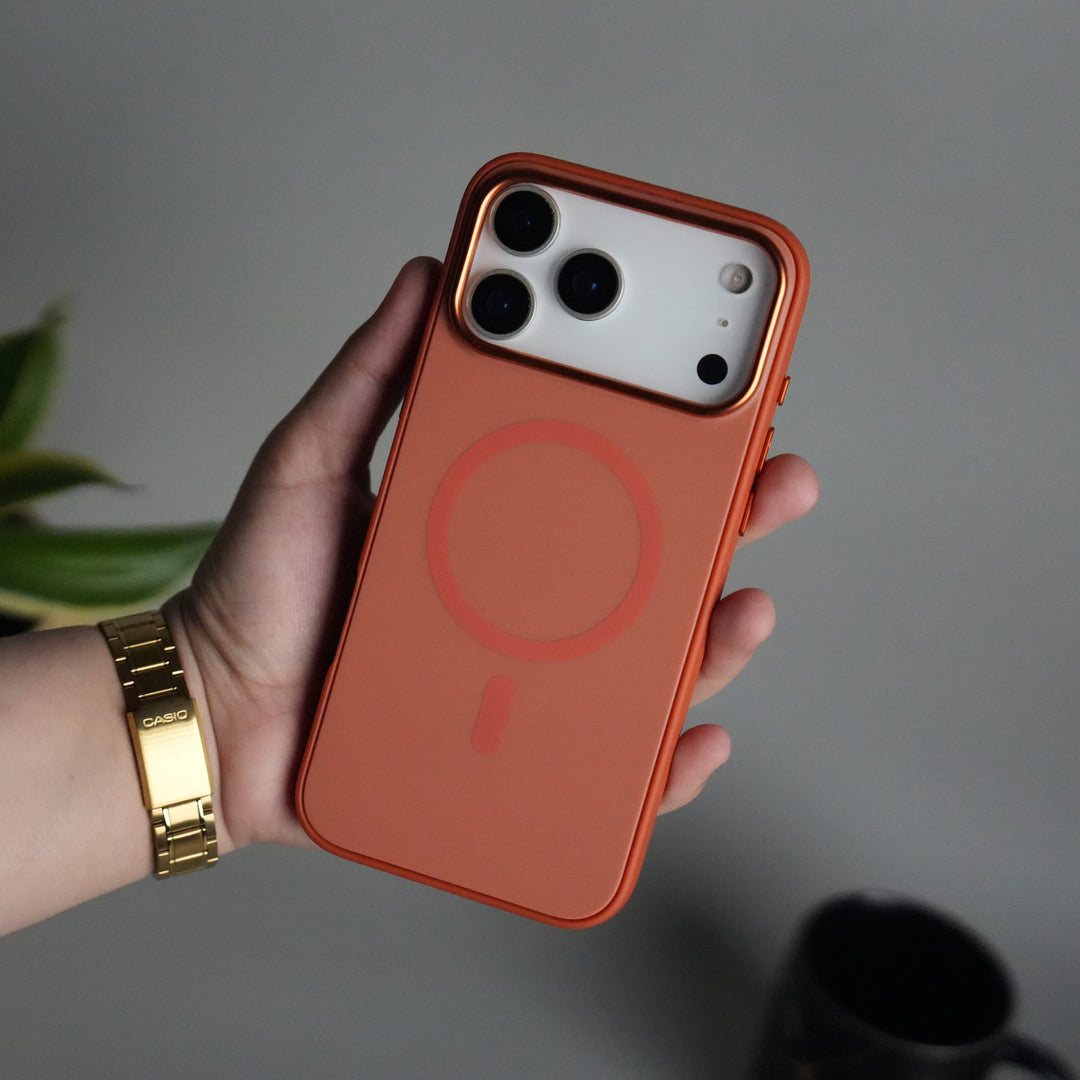 FRATO iPhone 17 Series iPhone 17 Pro Max iPhone Series Matte MagSafe Case | Metallic Camera Frame Edition | Orange
