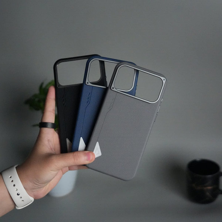 FRATO iPhone 17 Series iPhone 17 Pro Max Leather Texture MagSafe PVC NUIU Case With Metal Camera Bump