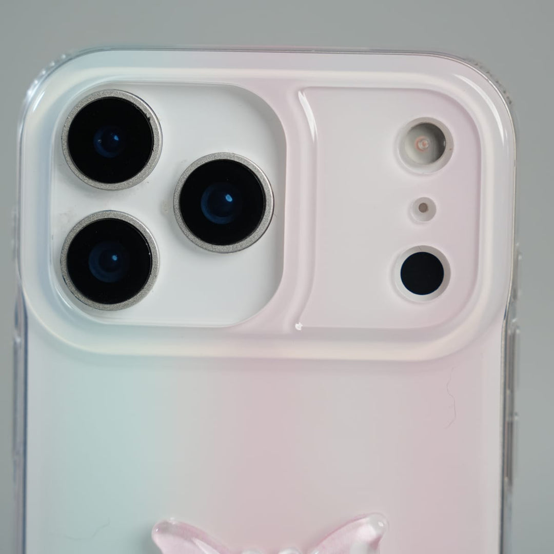 FRATO iPhone 17 Series iPhone 17 Pro Max Luxury 3D Butterfly Gradient Case with Pearl Beaded Wristlet