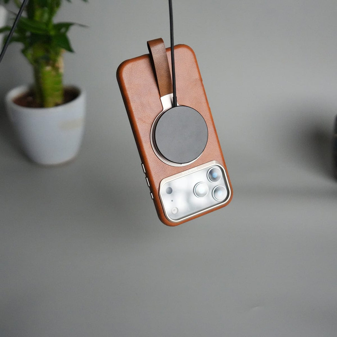 FRATO iPhone 17 Series iPhone 17 Pro Max Luxury Leather MagSafe Case | Metal Ring Stand and Grip Holder Cover