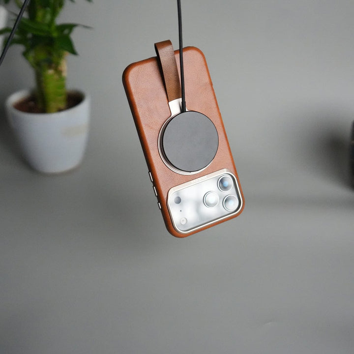FRATO iPhone 17 Series iPhone 17 Pro Max Luxury Leather MagSafe Case | Metal Ring Stand and Grip Holder Cover