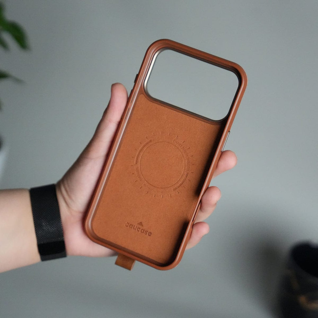 FRATO iPhone 17 Series iPhone 17 Pro Max Luxury Leather MagSafe Case | Metal Ring Stand and Grip Holder Cover