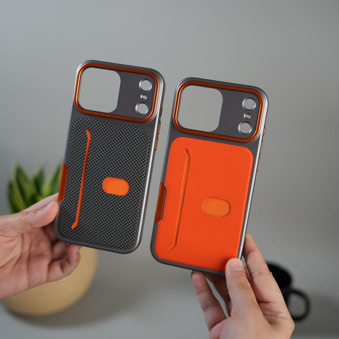 FRATO iPhone 17 Series iPhone 17 Pro Max Metalic Grip Case with Camera Protection | MagSafe Supported Card Holder Back Cover