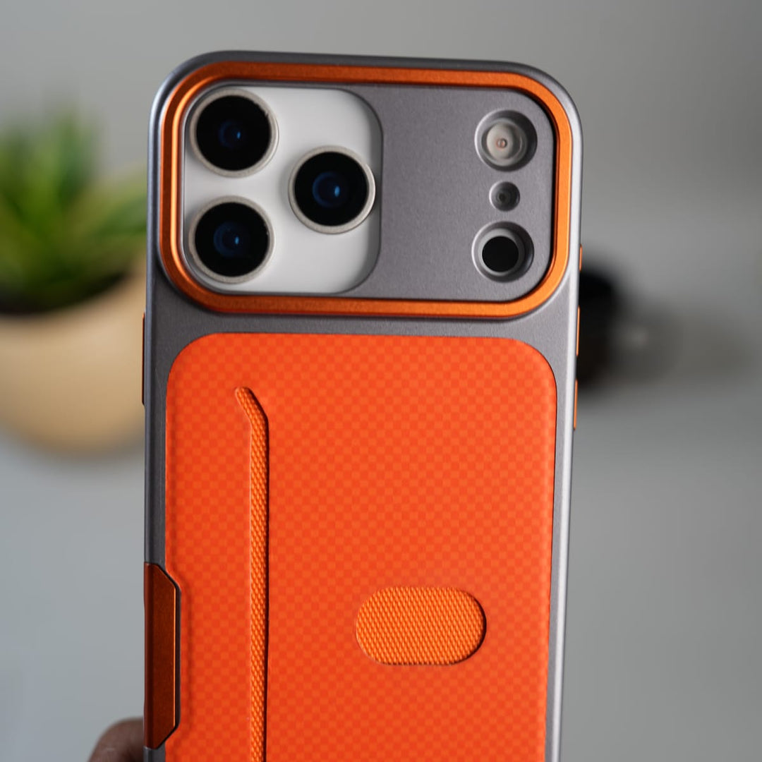 FRATO iPhone 17 Series iPhone 17 Pro Max Metalic Grip Case with Camera Protection | MagSafe Supported Card Holder Back Cover