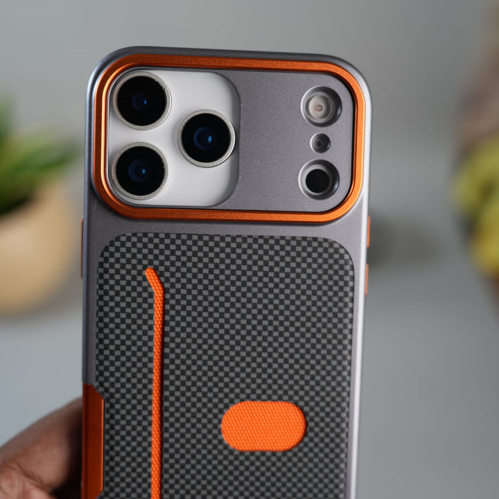 FRATO iPhone 17 Series iPhone 17 Pro Max Metalic Grip Case with Camera Protection | MagSafe Supported Card Holder Back Cover