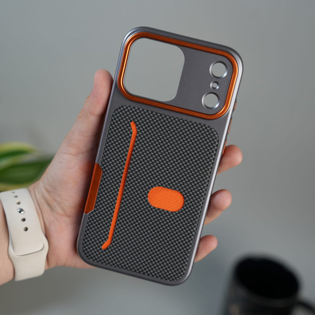 FRATO iPhone 17 Series iPhone 17 Pro Max Metalic Grip Case with Camera Protection | MagSafe Supported Card Holder Back Cover